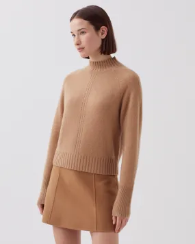 Camel Cashmere High Neck Sweater;Jersey Alba Conde Negro y Beige Para Mujer