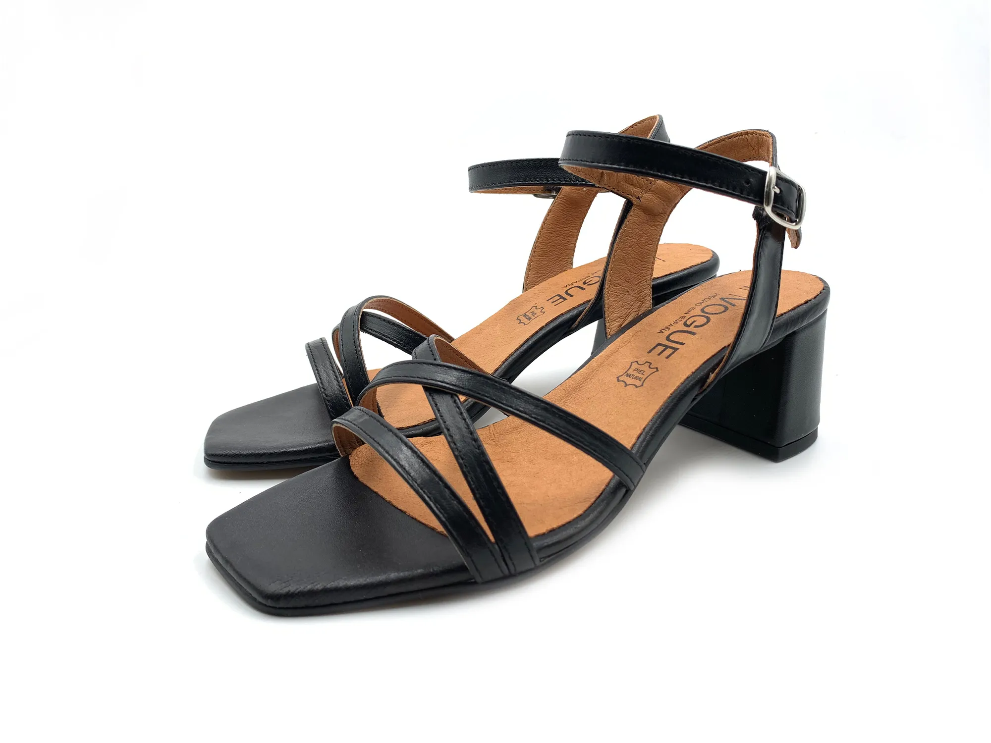Invogue 235 Sandalia Piel Tiras Piel Negro Mujer